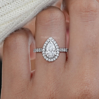 Pear Lab Diamond Halo Eternity Wedding Ring Ring