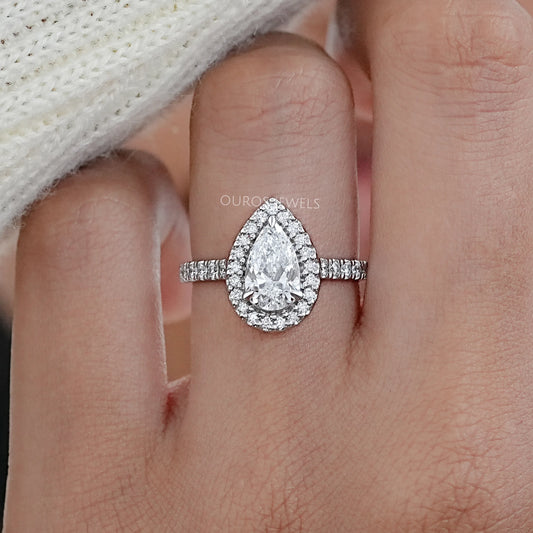 Pear Lab Diamond Halo Eternity Wedding Ring Ring