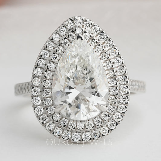 Pear Diamond Double Halo Engagement Ring