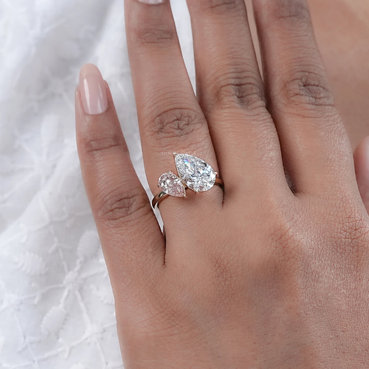 Pear Dual Lab-Grown Diamond Engagement Ring Ring