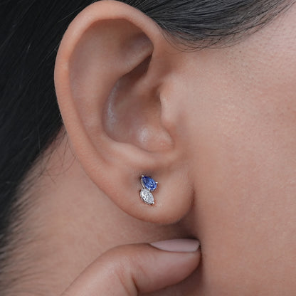 Two Stone Sapphire Pear And Marquise Diamond Stud Earrings Earrings