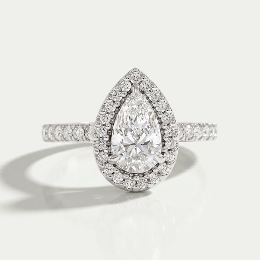 Pear Lab Diamond Halo Eternity Wedding Ring