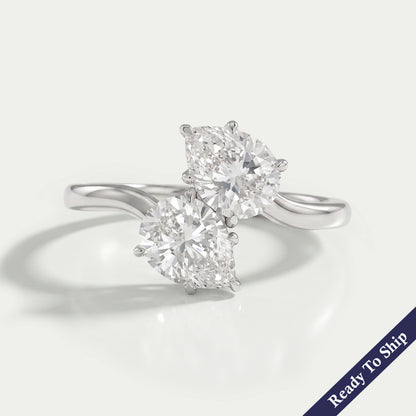 Dual Pear Diamond Bypass Engagement Ring Ring