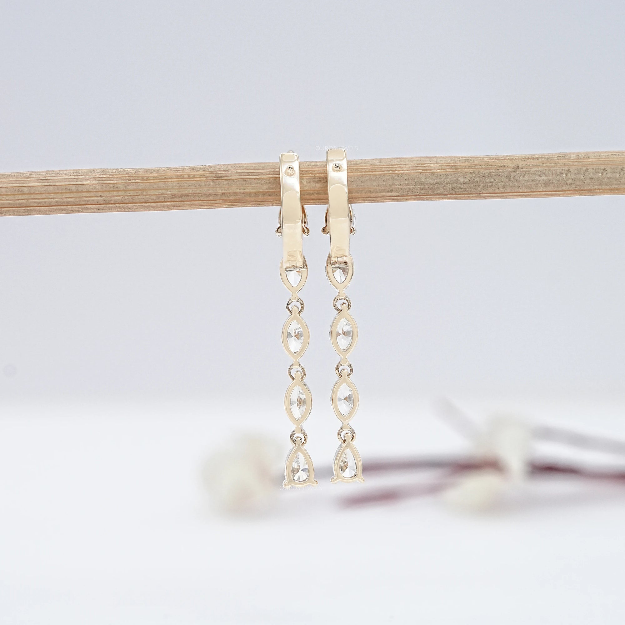 Pear And Marquise Cut Lab Diamond Dangle Earrings