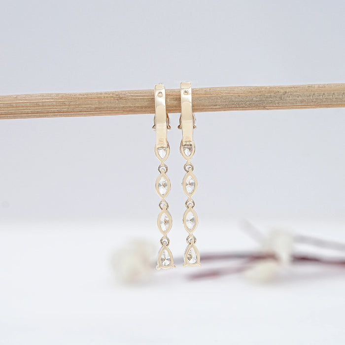 Boucles d'oreilles pendantes avec diamants de laboratoire taille poire et marquise