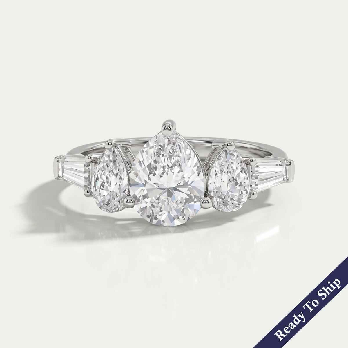 Pear Lab Diamond Five Stone Engagement Ring