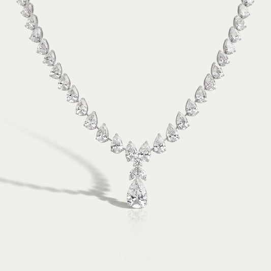 Pear Cut Lab Grown Diamond Tennis Necklace