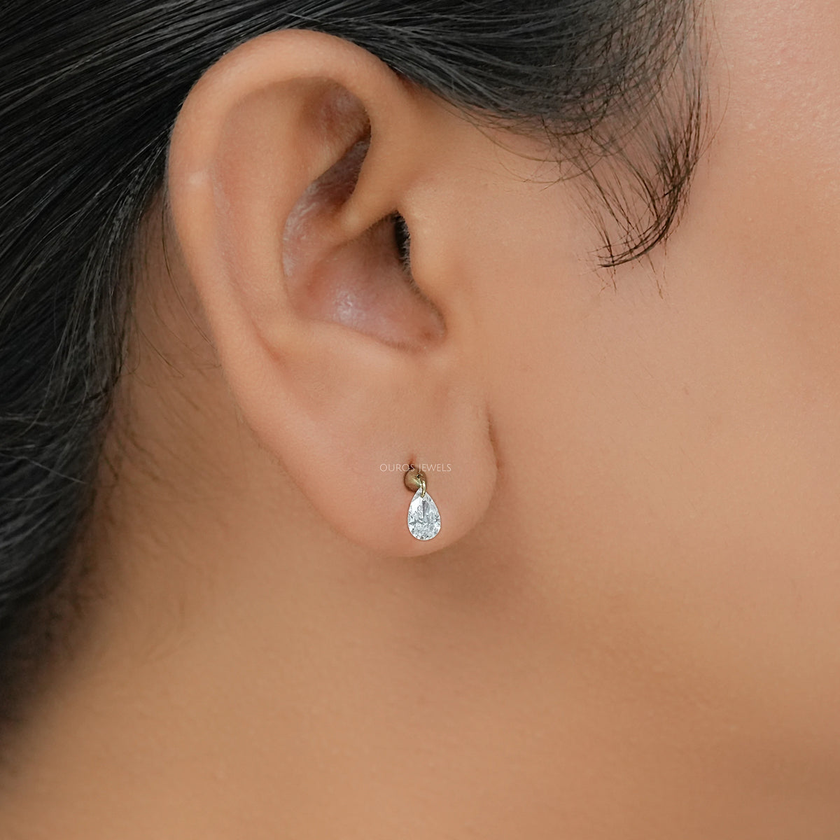 Pear Diamond Thread Screw Back Earrings Earring