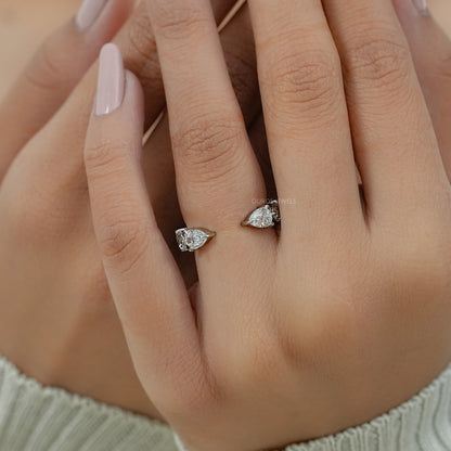 Pear Lab Diamond Open Cuff Wedding Band Rings