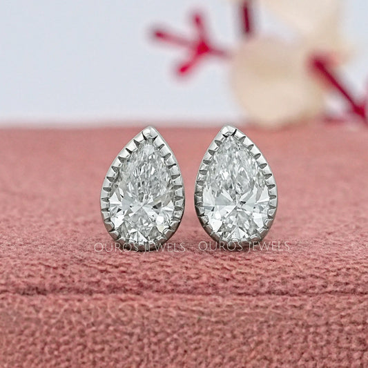 Lab Grown Pear Cut Diamond Milgrain Set Earrings Earrings