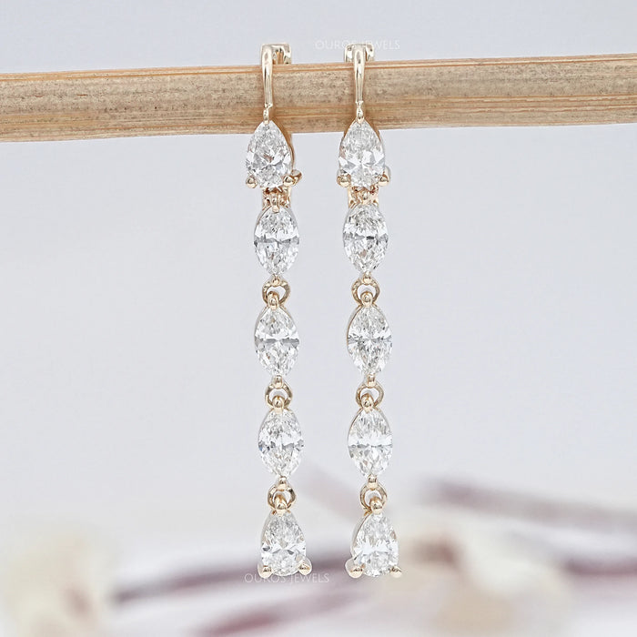 Boucles d'oreilles pendantes avec diamants de laboratoire taille poire et marquise