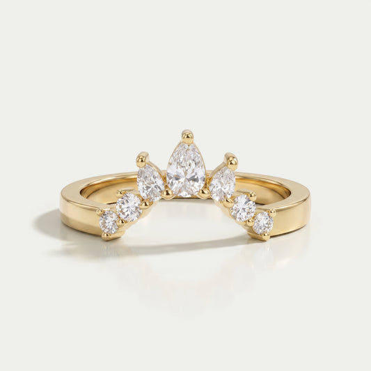 Pear And Round Lab Diamond Curved Band Rings