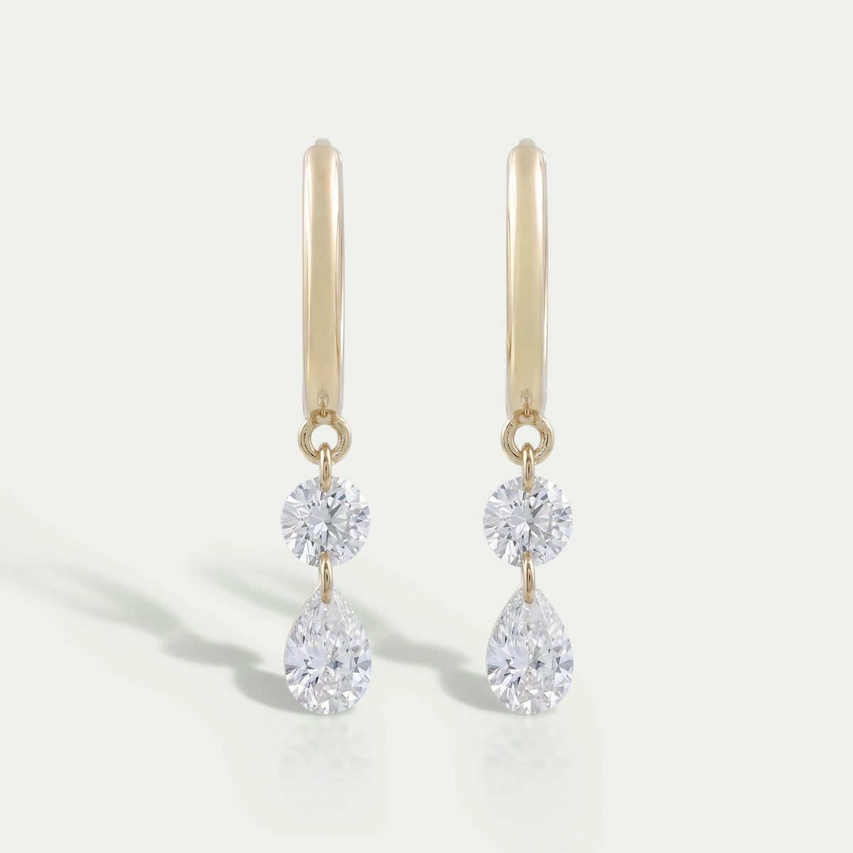 Two Stone Lab Diamond Dangle Hoop Earrings
