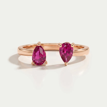Pear Ruby Gemstone Dainty Ring