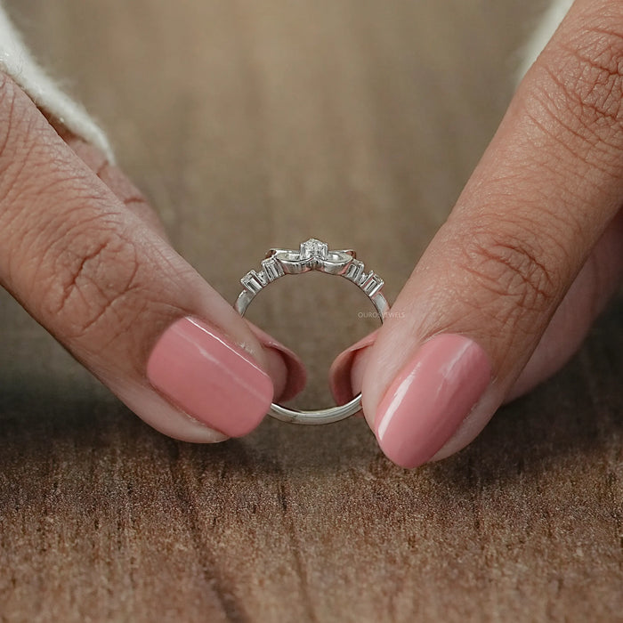 Pear Diamond Butterfly Shaped Dainty Ring