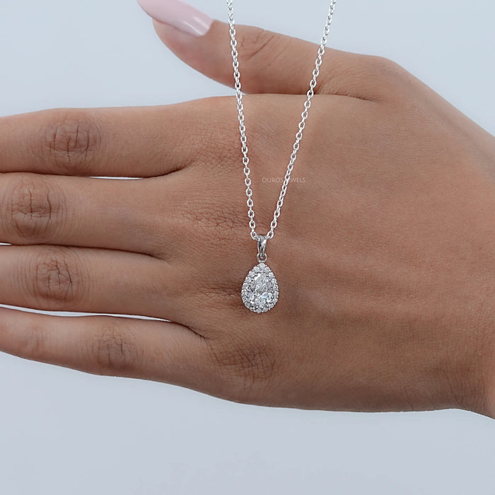 Pear Shape Lab Grown Diamond Halo Pendant