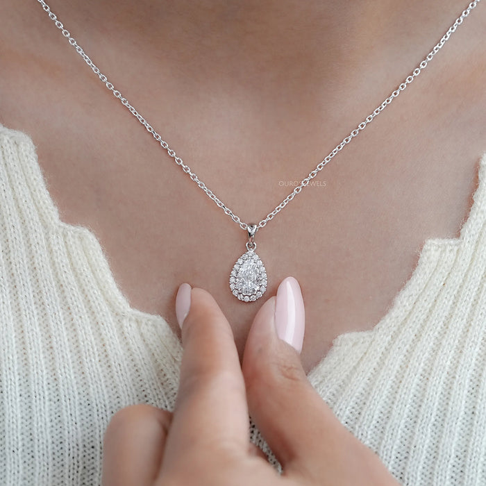 Pear Shape Lab Grown Diamond Halo Pendant