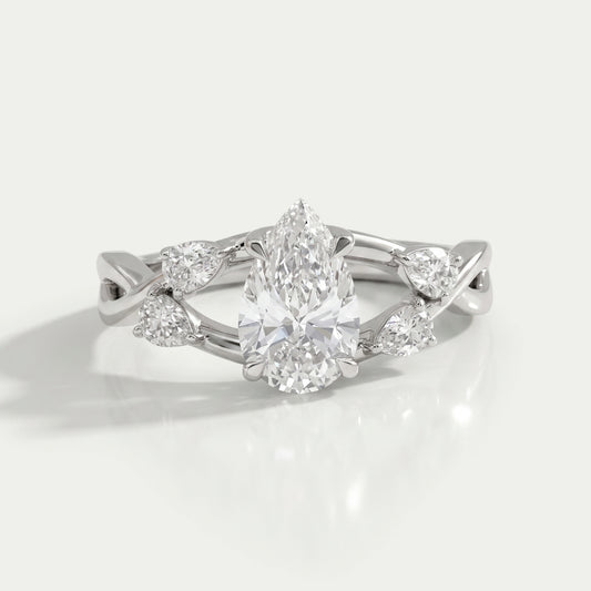 Infinity Pear Lab Diamond Engagement Ring