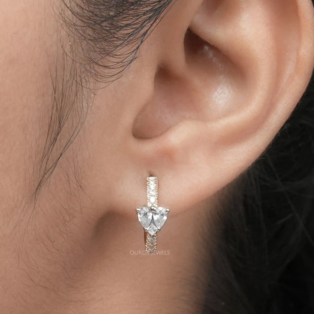Pear Lab Grown Diamond Petite Huggie Hoop Earrings Earring