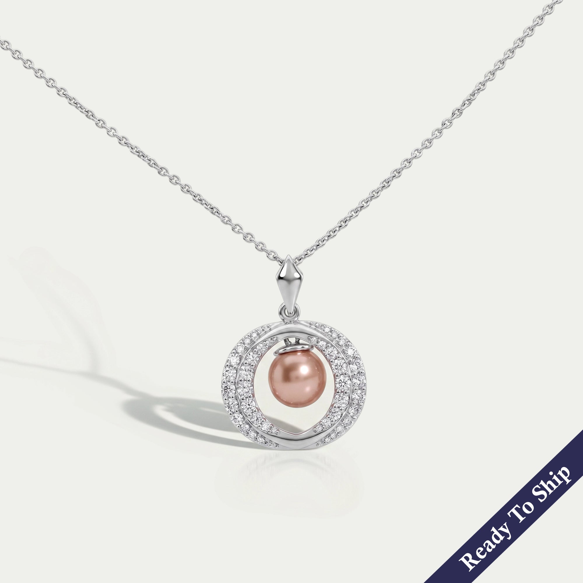 Pearl And Diamond Halo Pendant