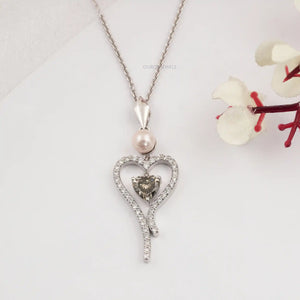 Pendentif coeur en diamant avec perles et olives