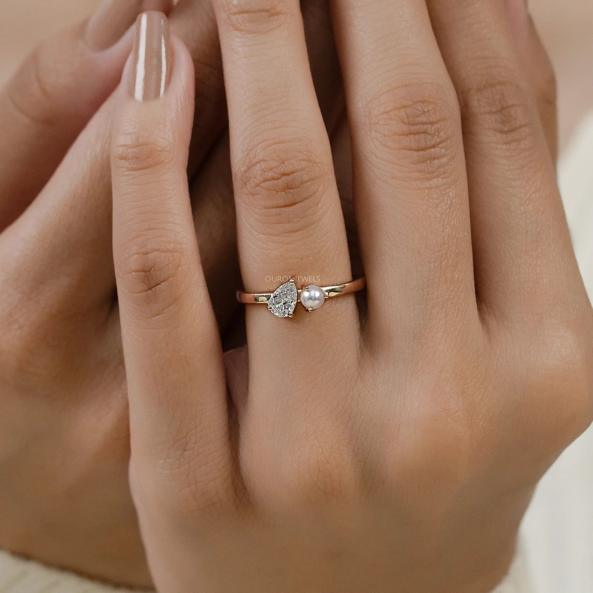 Pear And Pearl Gemstone Toi Moi Engagement Ring Ring