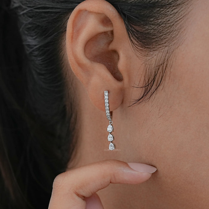 Pear Cut Lab Diamond Drop And Dangle Earrings