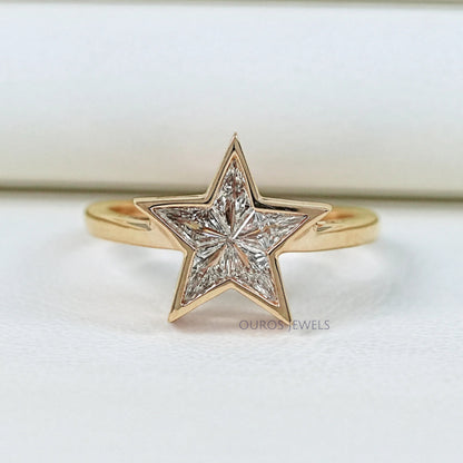 Pie Cut Bezel Setting Solitaire Engagement Ring Rings