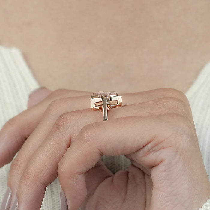 Pie Cut Bezel Setting Solitaire Engagement Ring