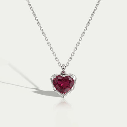 Pigeon Blood Heart Gemstone Bezel Set Pendant Necklaces