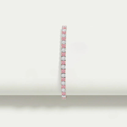 Bracelet de tennis en diamants de laboratoire taille coussin rose 