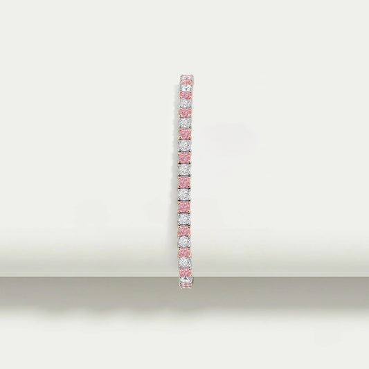 Bracelet de tennis en diamants de laboratoire taille coussin rose 