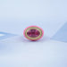 front view of east-west oval lab diamond pink topaz enamel cocktail ring