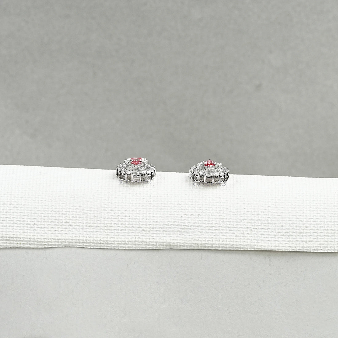 Pink Diamond Double Halo Pear Dangle Earrings Earrings