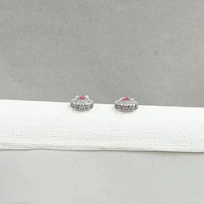 Pink Diamond Double Halo Pear Dangle Earrings Earrings