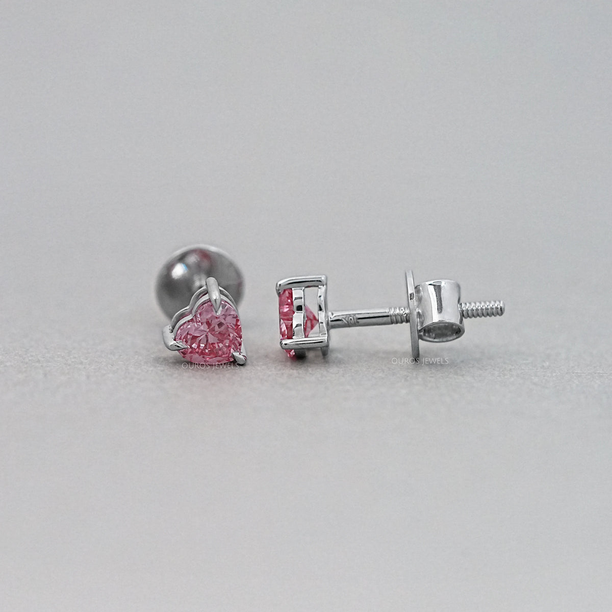 Pink Heart Cut Diamond Earrings Earring