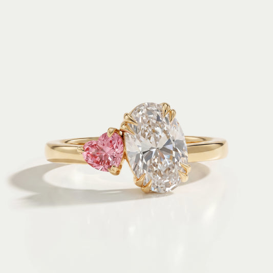 Oval And  Heart Cut Lab Grown Diamond  Toi Et Moi  Ring