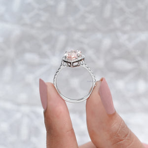 Pink Pear Diamond Halo Anniversary Ring