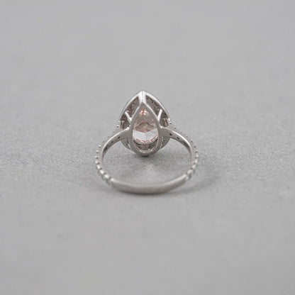 Pink Pear Diamond Halo Anniversary Ring