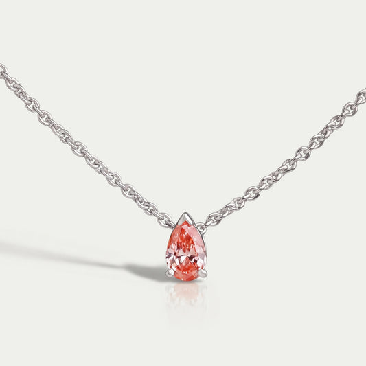 Pendentif en diamant de laboratoire taille poire rose