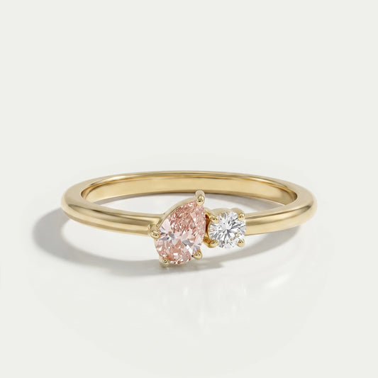 Pink Pear Lab Diamond Toi Et Moi Engagement Ring