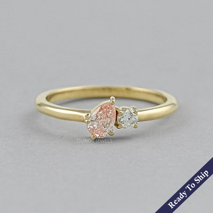 Pink Pear Lab Diamond Toi Et Moi Engagement Ring