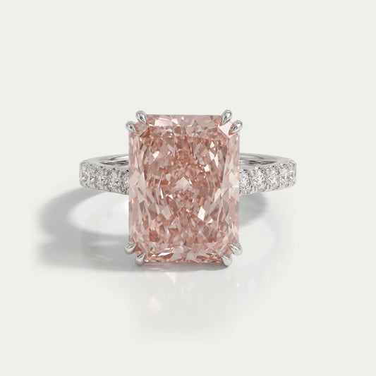 Pink Radiant Cut Solitaire Accent Engagement Ring Rings