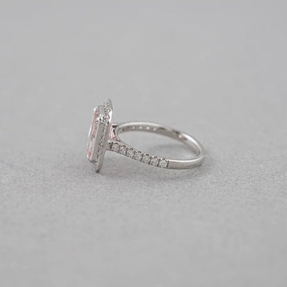 Fancy Pink Radiant Cut Halo Diamond Ring