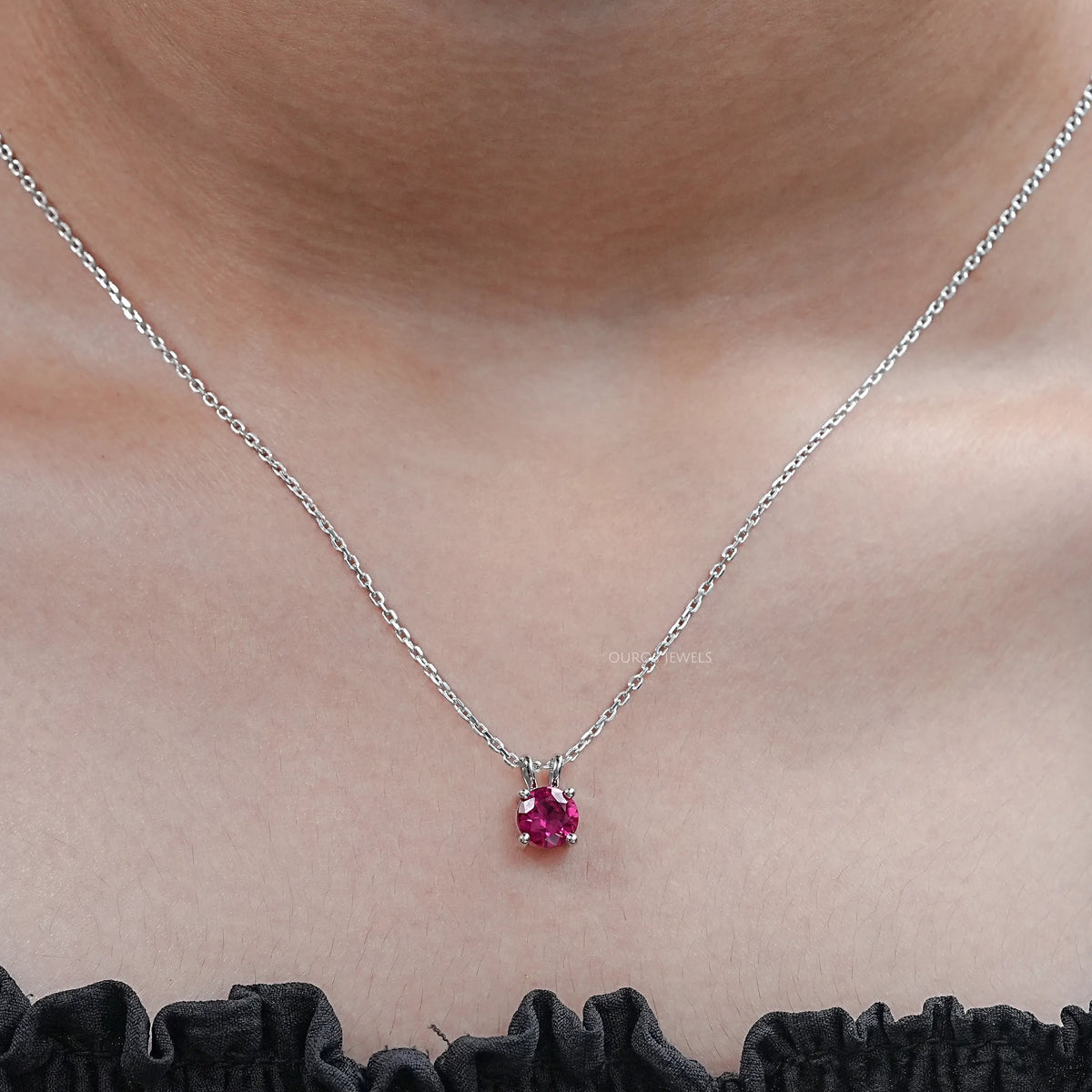 Round Cut Solitaire Gemstone Pendant