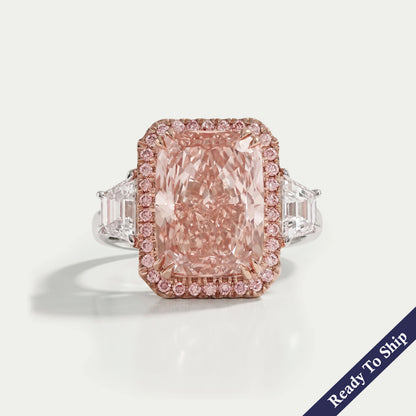 Pink Cushion Diamond Accent Halo Engagement Ring Rings