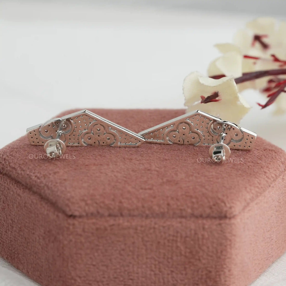 Pink Round Cut Lab Grown Diamond Screw Back Earrings