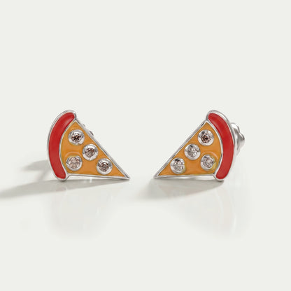 Brown Gemstone Pizza Slice Baby Stud Earrings