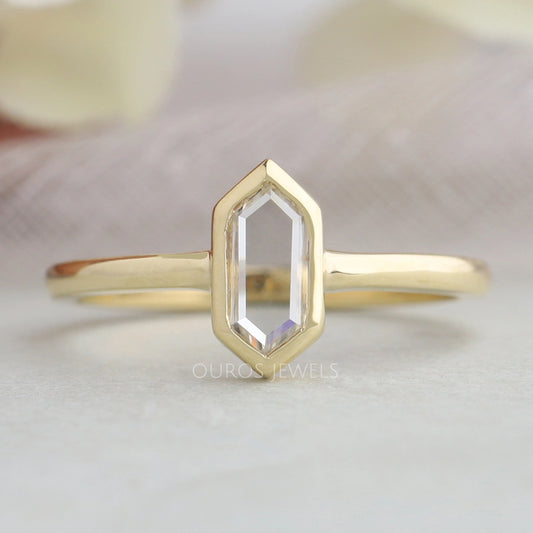 Hexagon Portrait Cut Solitaire Diamond Ring Rings