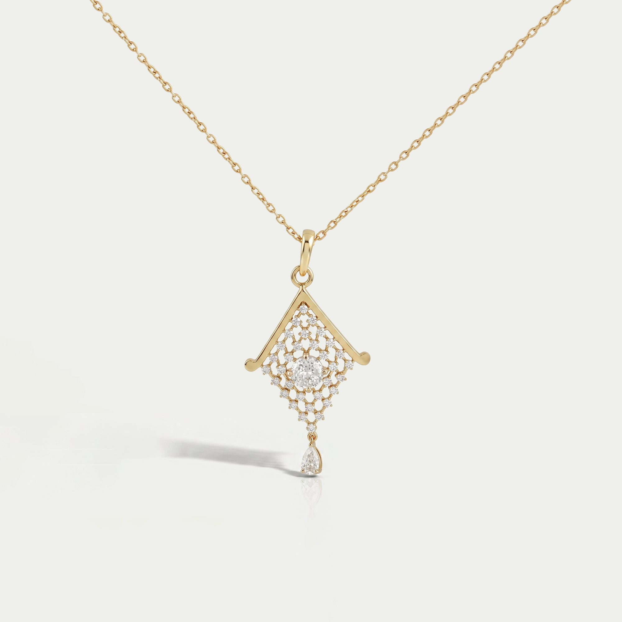 Portuguese Round Cut Lab Diamond Pendant Necklaces